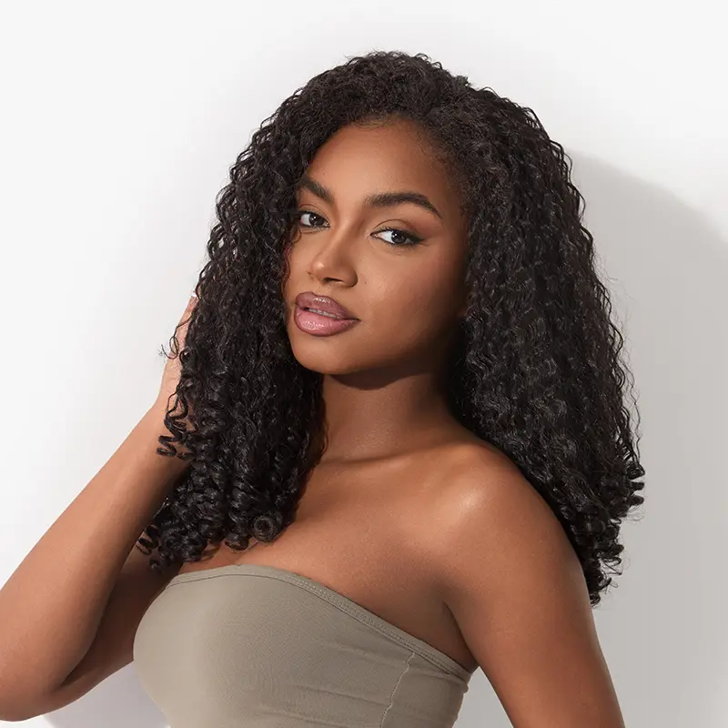 Burmese Curly 3-in-1 Half Wig – Human Hair Blend 18 Inches