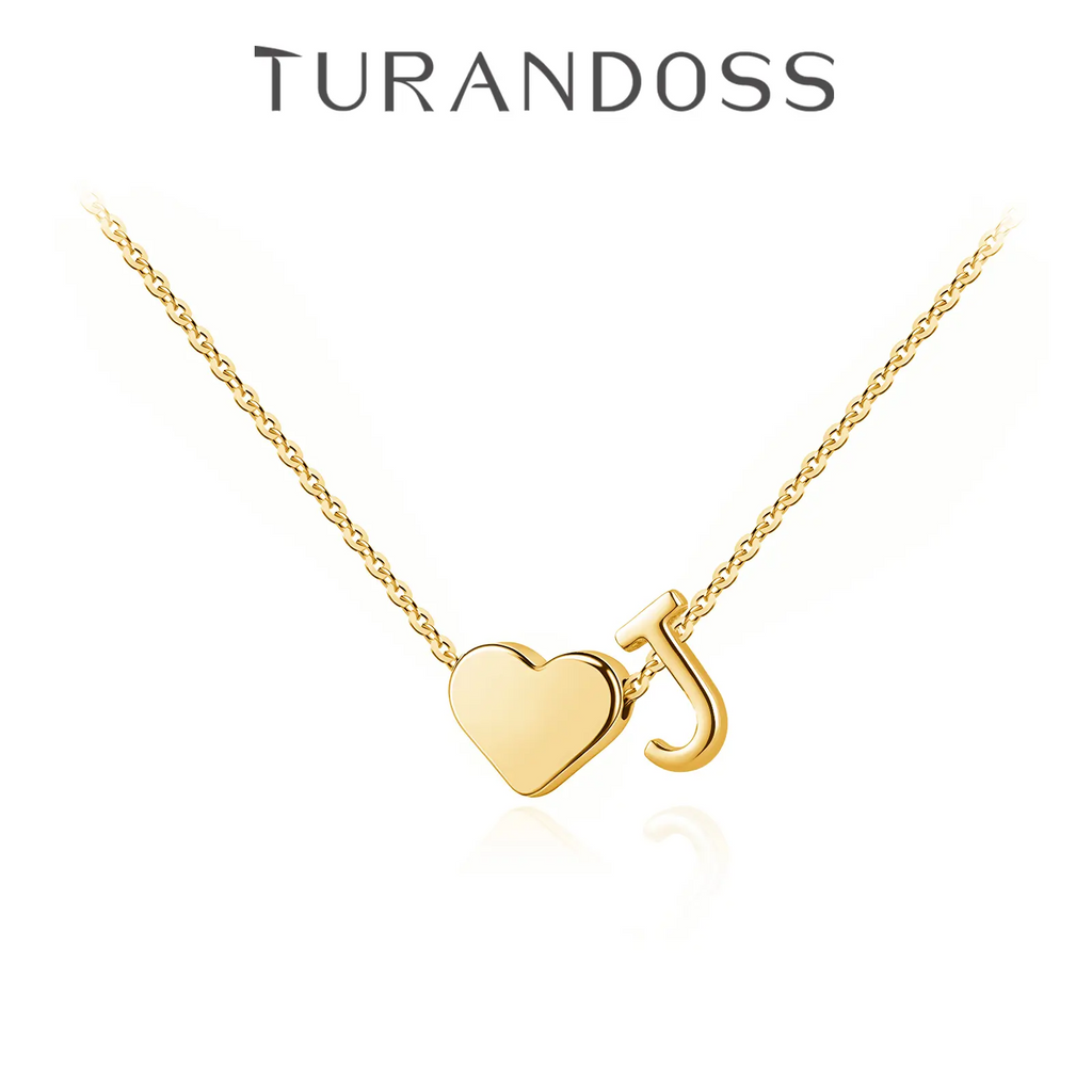 Turandoss Tiny Initial Necklaces for Women Golden Heart Letter A-Z Necklace Dainty Heart Name Necklace Personalized Initial Tag Pendant Birthday Gifts Anniversary Gifts Jewelry for Women Girls Mother's Day Gift summerwins
