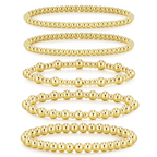 18K Gold Beaded Ball Bracelet – Stackable Layering Jewelry