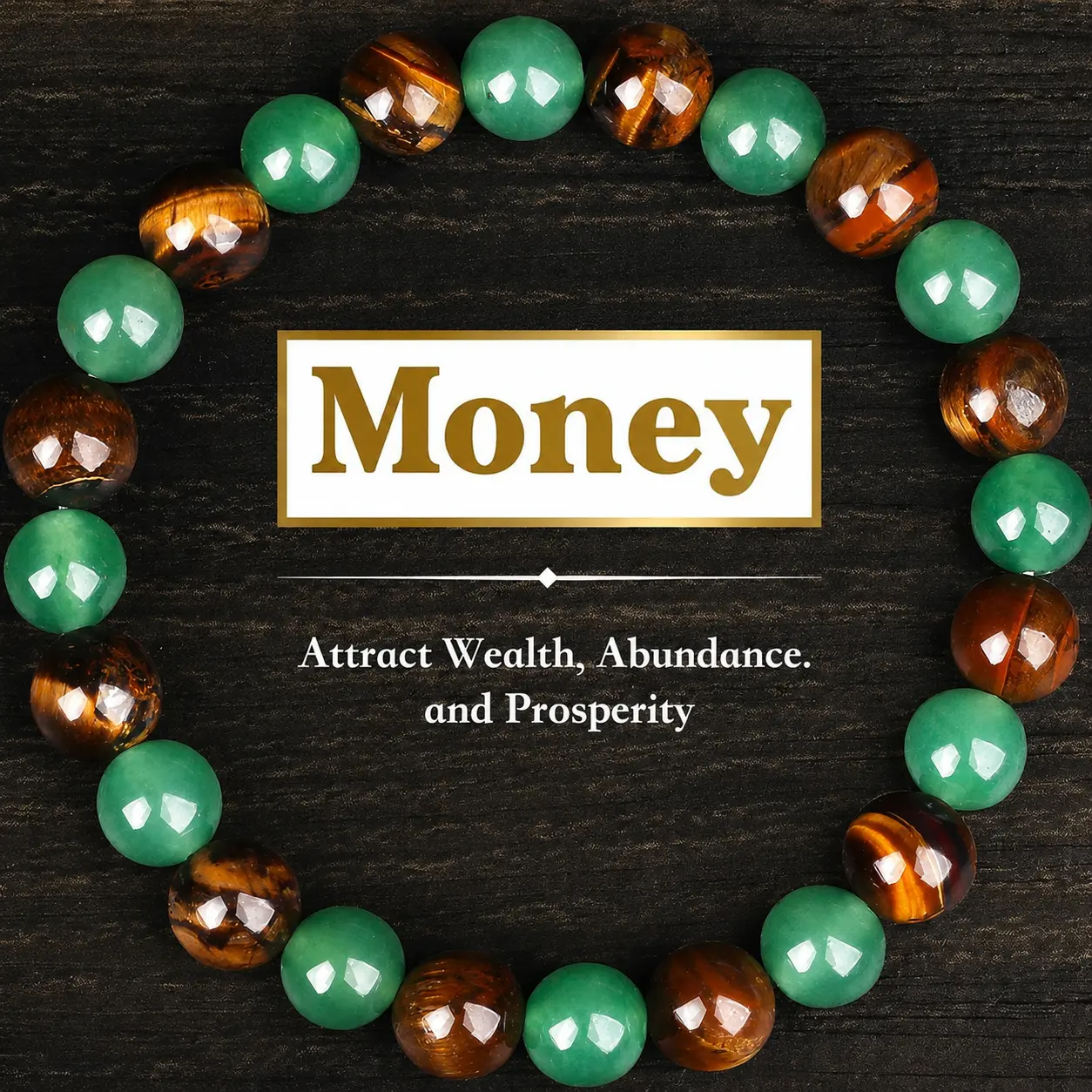 Tiger Eye & Green Aventurine Natural Stone Beaded Bracelet