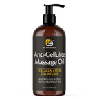 Anti Cellulite Massage Oil 8oz - Smooth the Appearance of Cellulite - Body Care & Skin Care Massage Oil - Topical Collagen and Plant Stem Cell Body Oil to Restore Texture and Elasticity - Soothing Body Oil