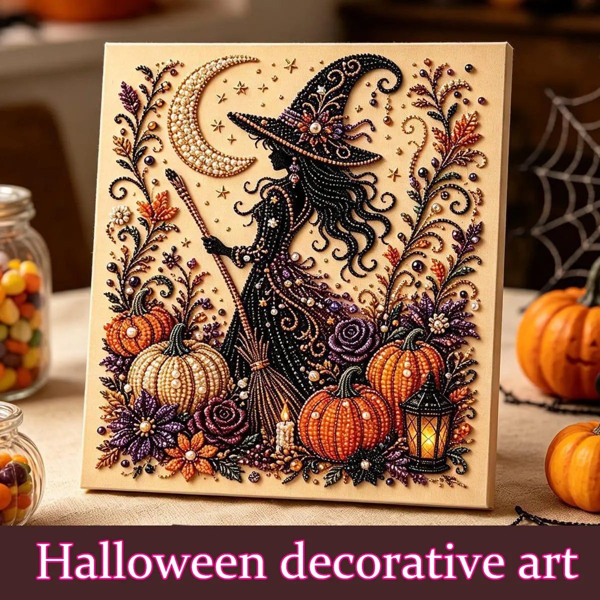 Halloween Witch DIY Pearl Bead Painting Kit – Fall Home Decor