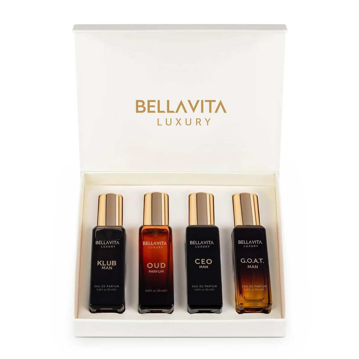 Bella Vita Luxury Perfume Gift Set for Men – 4 Minis G.O.A.T, Oud, CEO, Klub