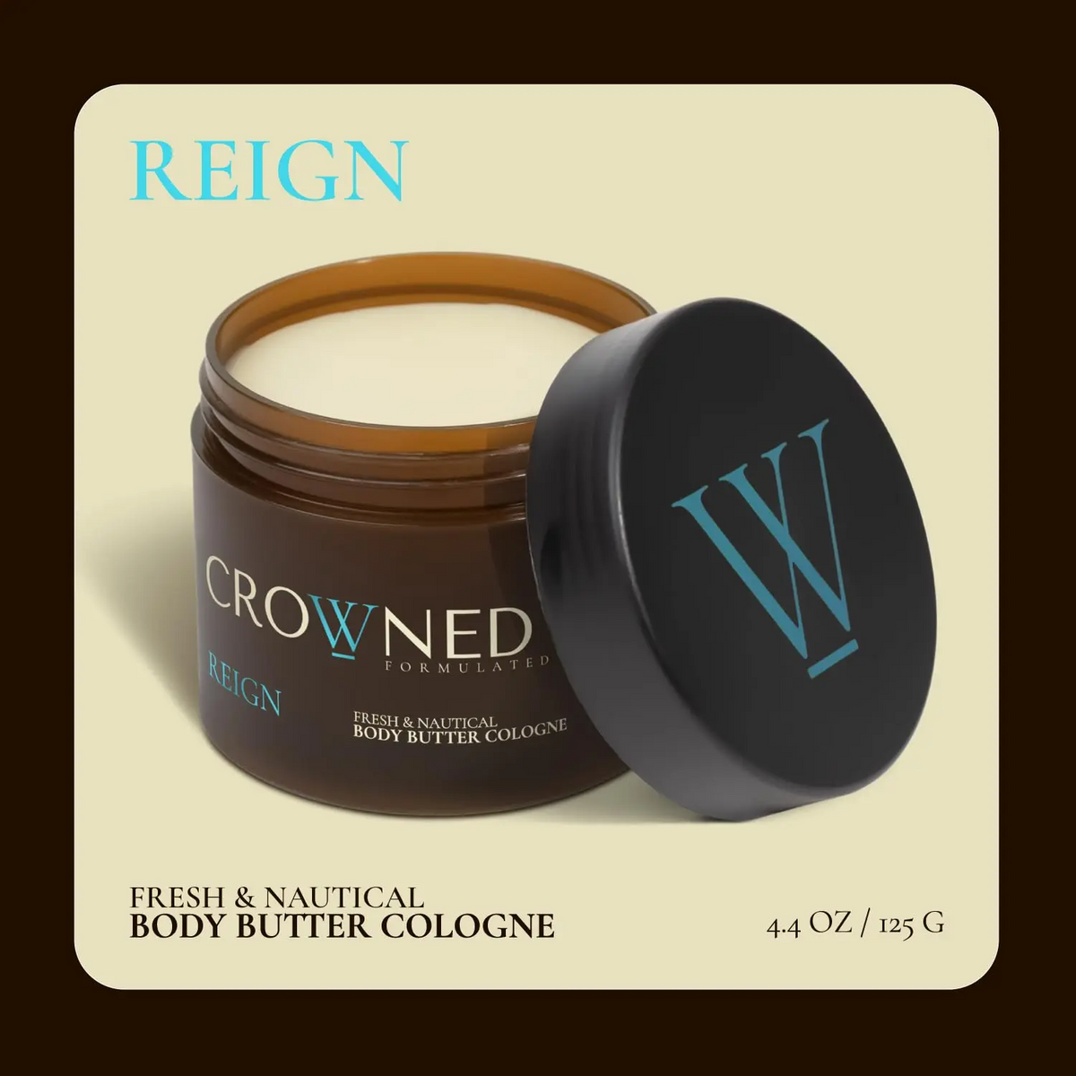 Crowned Skin Reign Cologne Body Butter – Ocean & Leather Fragrance 4oz
