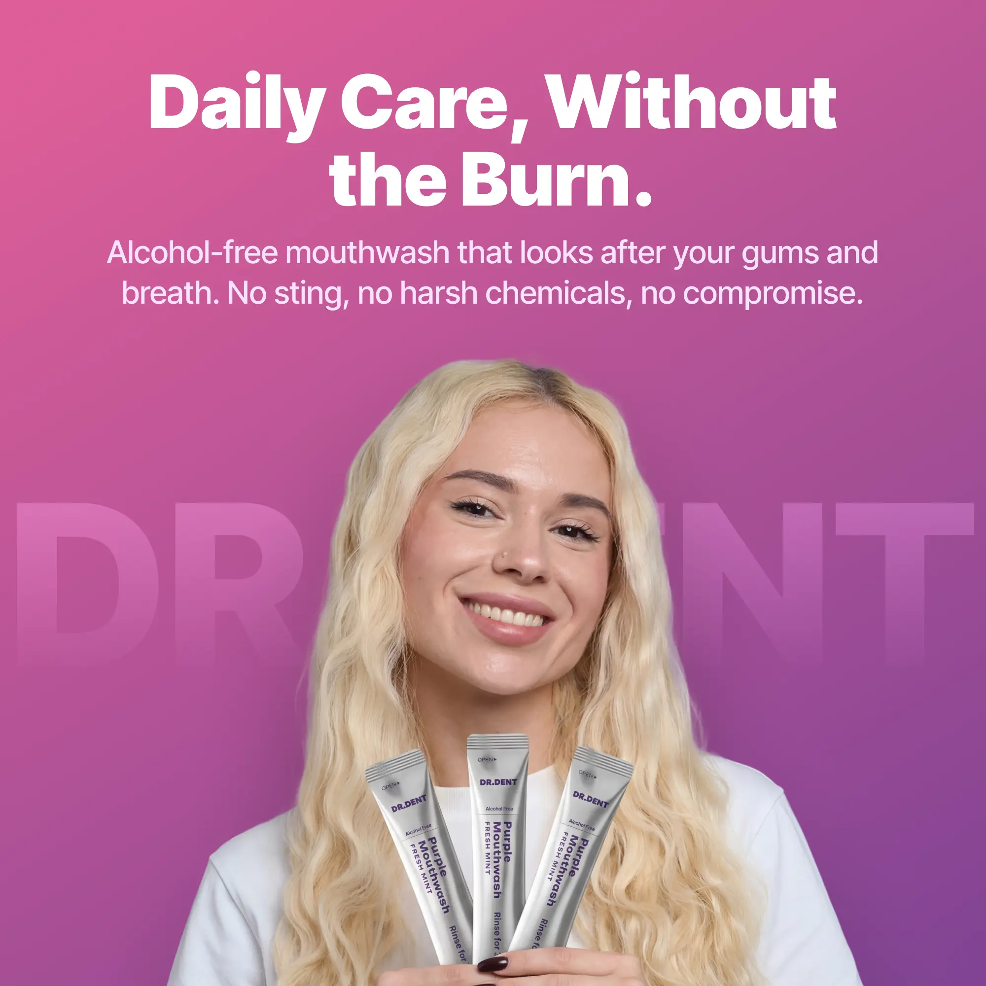 Purple Mouthwash Sachets – 20 Pack Peroxide-Free Vegan Mint