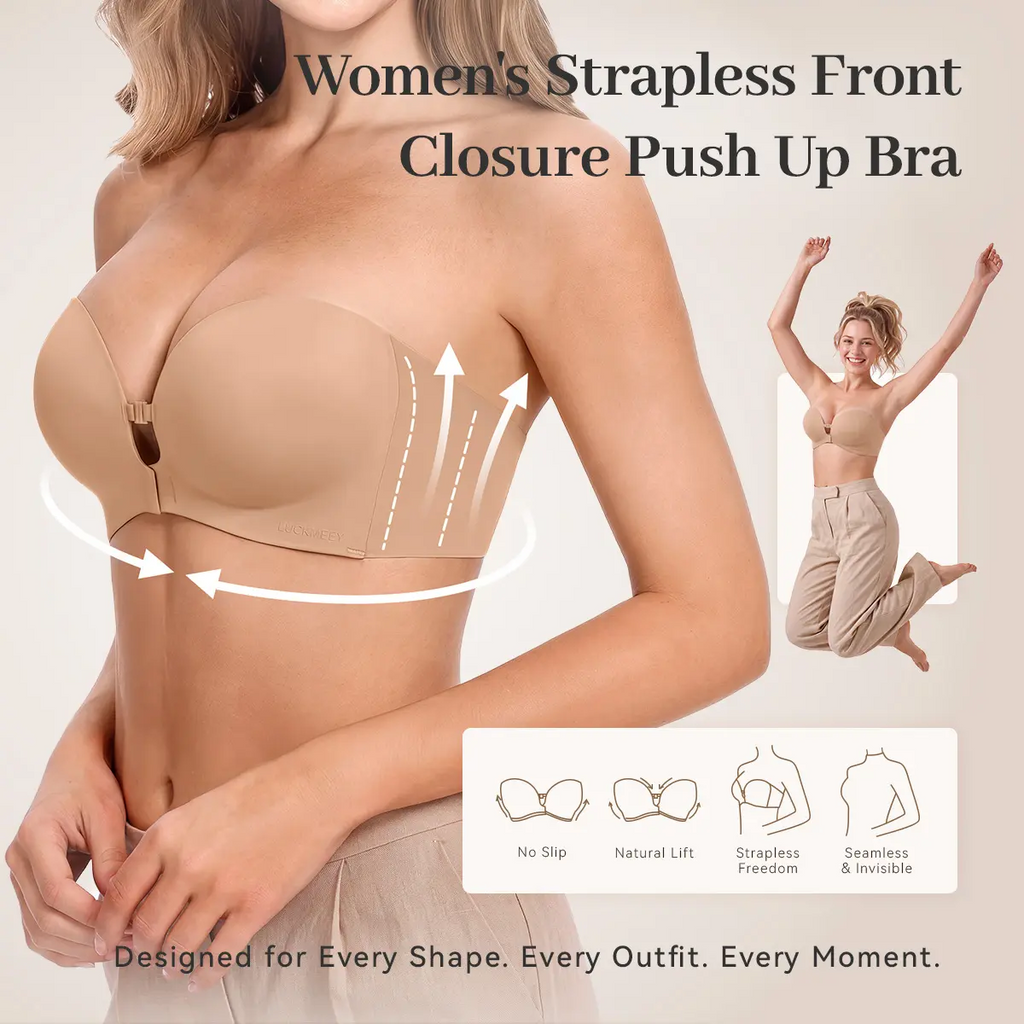 Strapless Push-Up Bra – Anti-Slip Front Closure