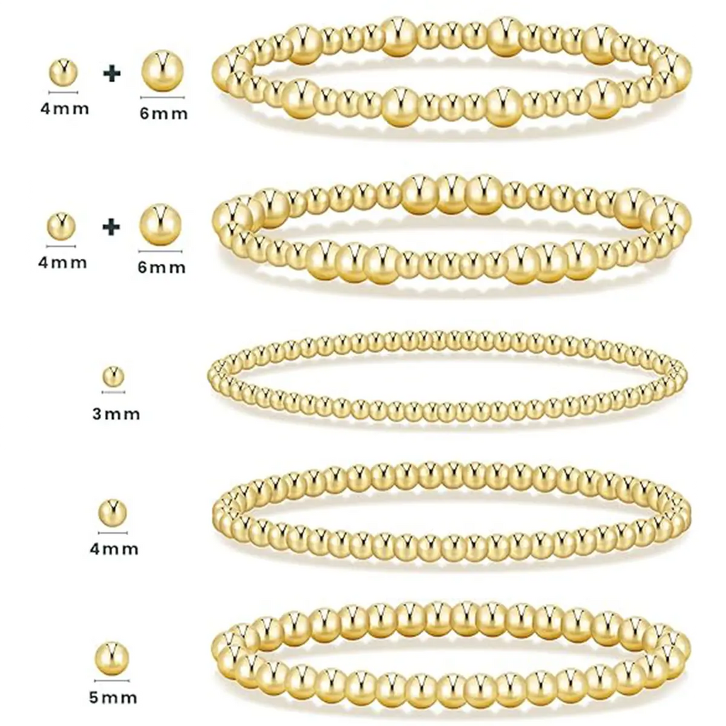 18K Gold Beaded Ball Bracelet – Stackable Layering Jewelry