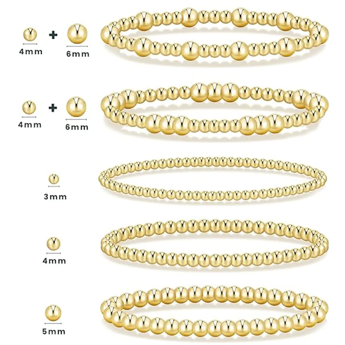 18K Gold Beaded Ball Bracelet – Stackable Layering Jewelry