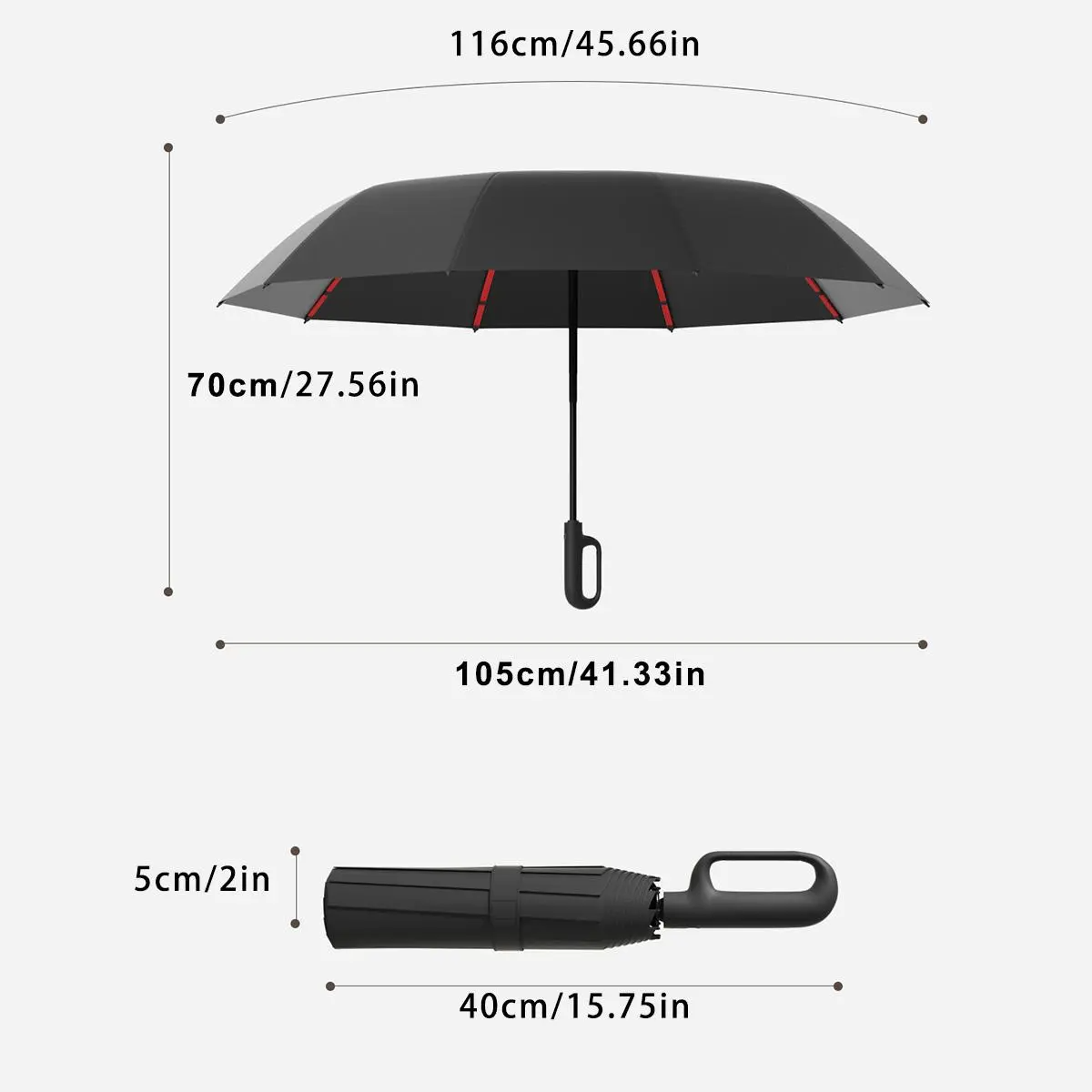Automatic Folding Windproof Umbrella – 10-Rib Portable