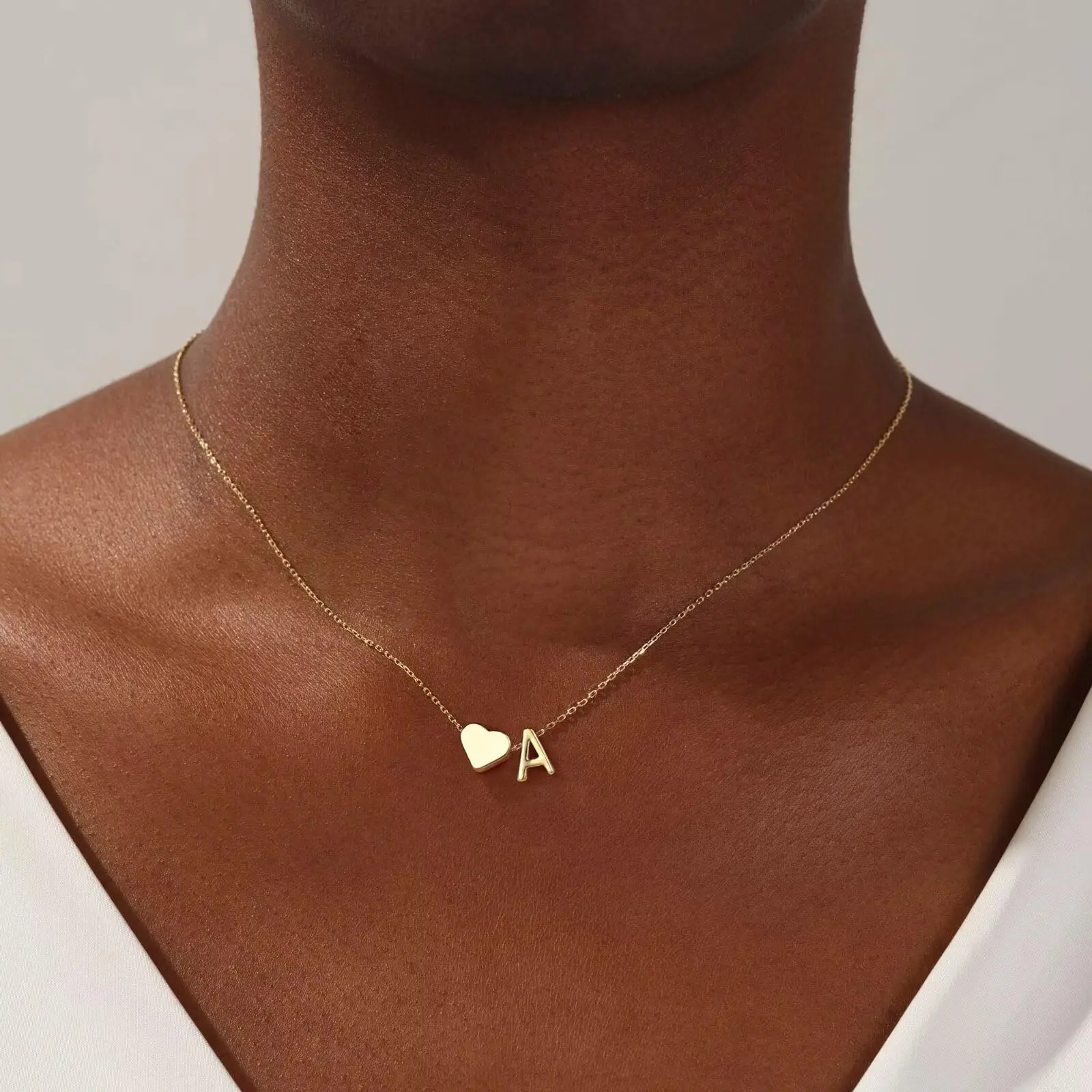 Turandoss Tiny Initial Necklaces for Women Golden Heart Letter A-Z Necklace Dainty Heart Name Necklace Personalized Initial Tag Pendant Birthday Gifts Anniversary Gifts Jewelry for Women Girls Mother's Day Gift summerwins