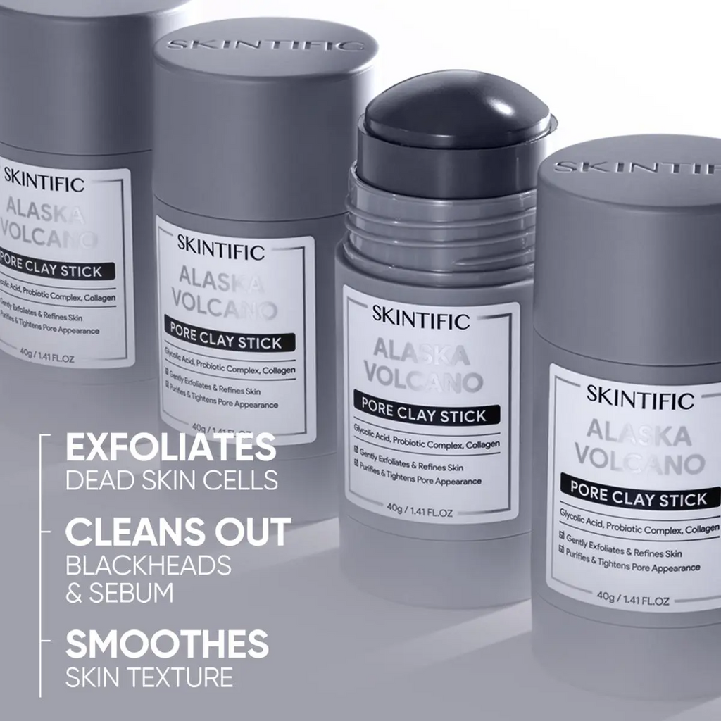 SKINTIFIC Clay Stick 2-Piece Combo – Volcano Detox & Bright Boost