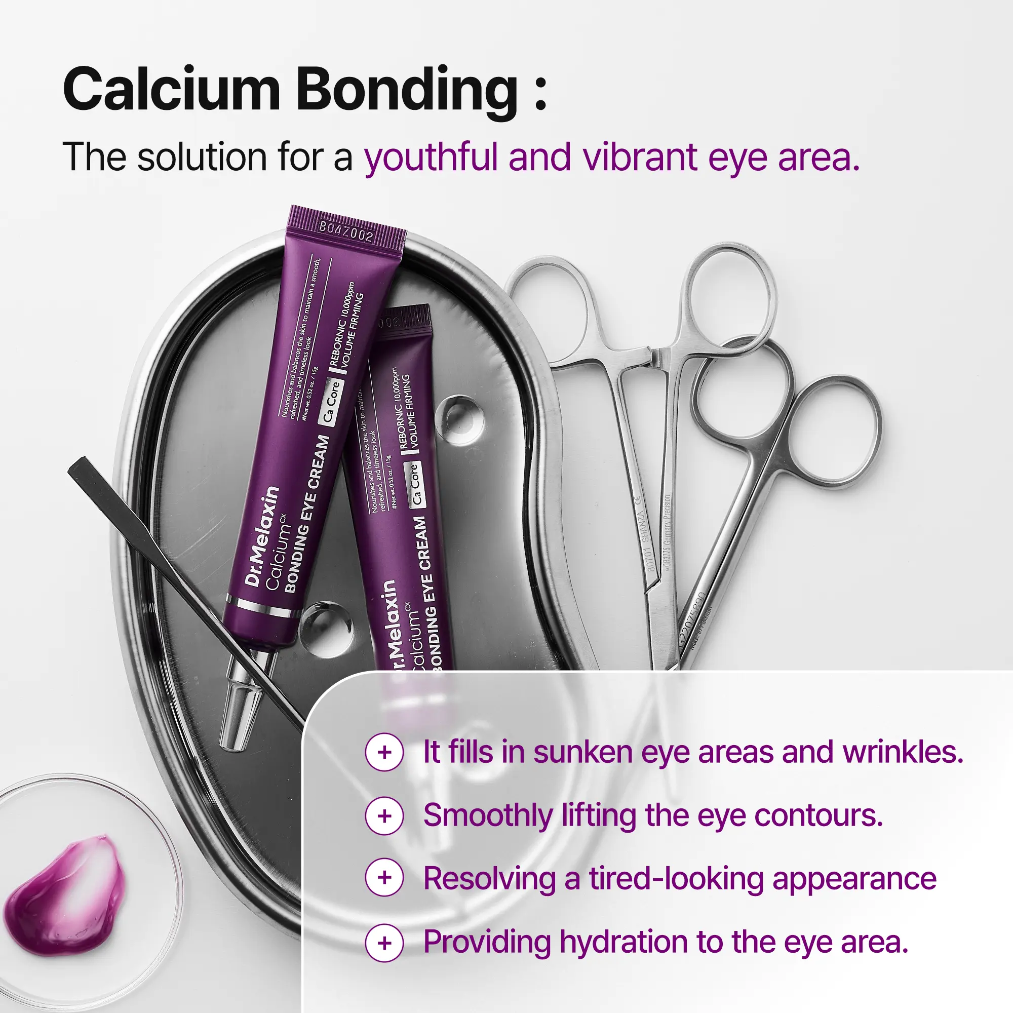 Calcium Bonding Eye Cream formulated for Sunken Under-Eyes, Sagging Eye Bags, and Fine Lines