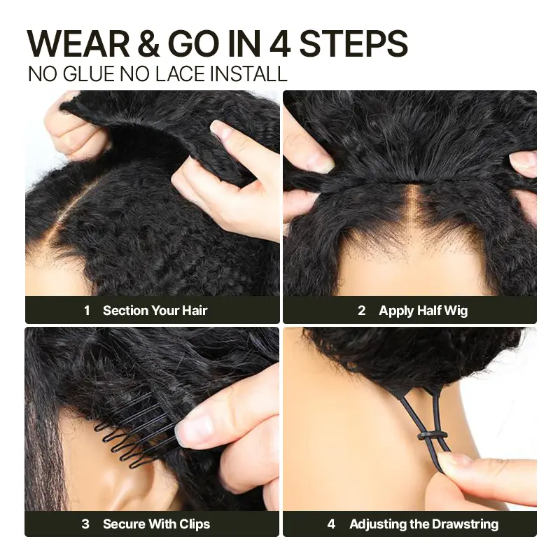 Burmese Curly 3-in-1 Half Wig – Human Hair Blend 18 Inches