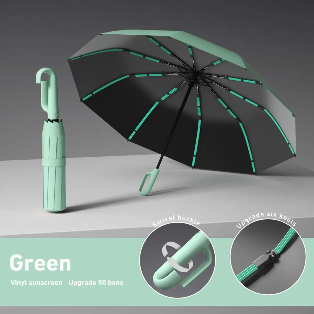 Automatic Folding Windproof Umbrella – 10-Rib Portable