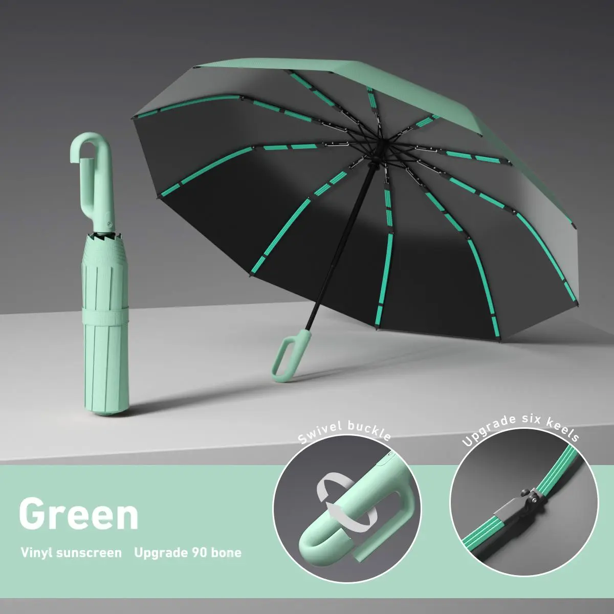 Automatic Folding Windproof Umbrella – 10-Rib Portable