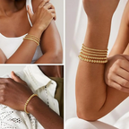 18K Gold Beaded Ball Bracelet – Stackable Layering Jewelry