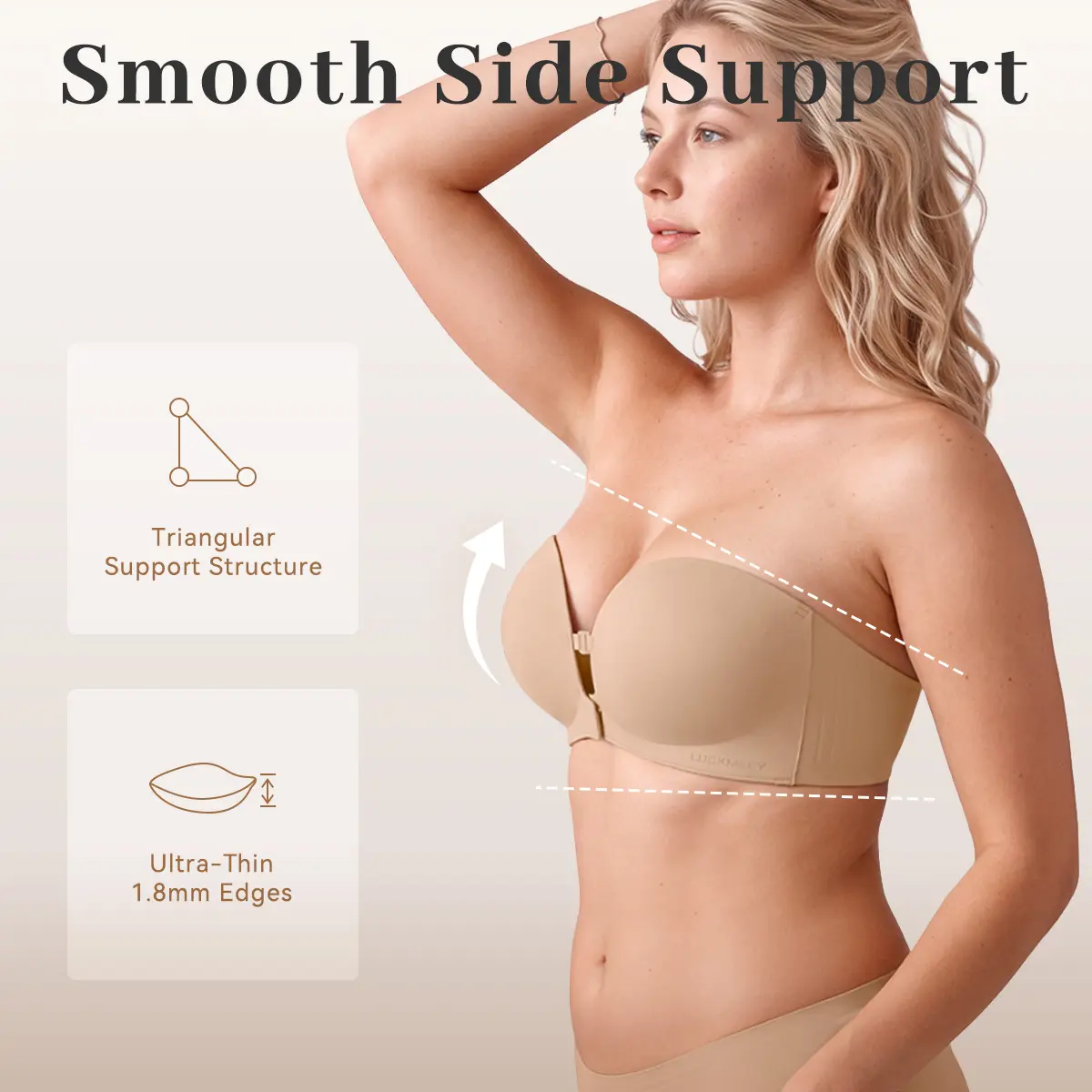 Strapless Push-Up Bra – Anti-Slip Front Closure