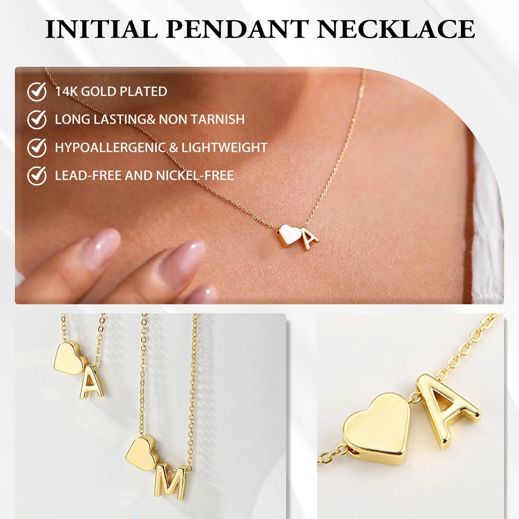 Turandoss Tiny Initial Necklaces for Women Golden Heart Letter A-Z Necklace Dainty Heart Name Necklace Personalized Initial Tag Pendant Birthday Gifts Anniversary Gifts Jewelry for Women Girls Mother's Day Gift summerwins