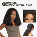 Burmese Curly 3-in-1 Half Wig – Human Hair Blend 18 Inches