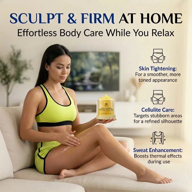 Skin Tightening Cellulite Gel for Body Care, Tightening Burn Gold Massage Cream | Thermo Firming Gold Gel & Hyaluronic Acid, Hot Sweat Massage Cream for Belly,  Thighs, Butt & Arms, Hydrating Moisturizing Body Firming Gel for Smoother Looking Skin, 200g