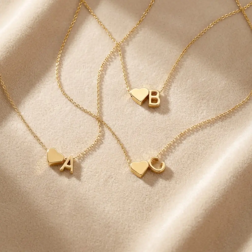 Turandoss Tiny Initial Necklaces for Women Golden Heart Letter A-Z Necklace Dainty Heart Name Necklace Personalized Initial Tag Pendant Birthday Gifts Anniversary Gifts Jewelry for Women Girls Mother's Day Gift summerwins