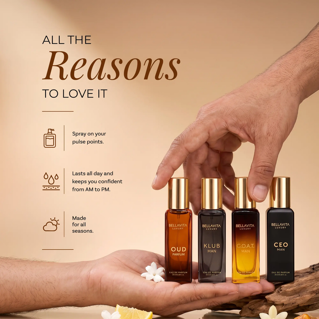 Bella Vita Luxury Perfume Gift Set for Men – 4 Minis G.O.A.T, Oud, CEO, Klub