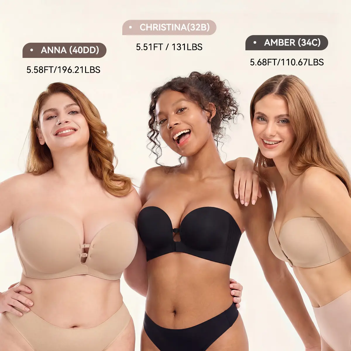 Strapless Push-Up Bra – Anti-Slip Front Closure